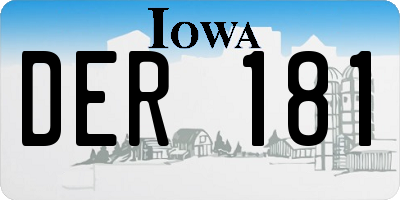 IA license plate DER181
