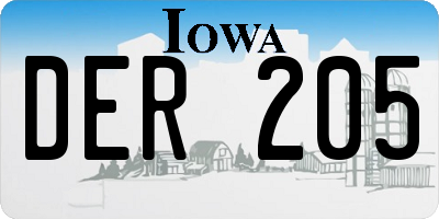 IA license plate DER205