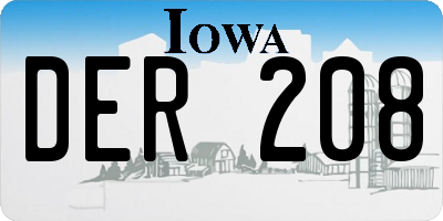 IA license plate DER208