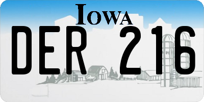 IA license plate DER216
