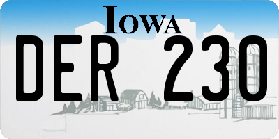 IA license plate DER230