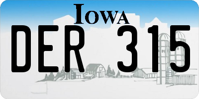 IA license plate DER315