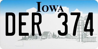 IA license plate DER374