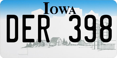 IA license plate DER398