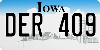 IA license plate DER409