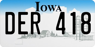 IA license plate DER418