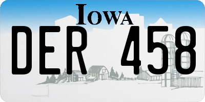IA license plate DER458