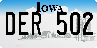 IA license plate DER502