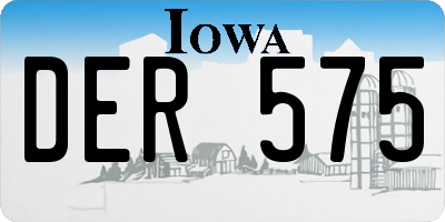 IA license plate DER575