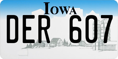 IA license plate DER607