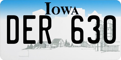 IA license plate DER630