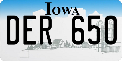IA license plate DER650