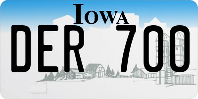 IA license plate DER700