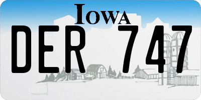 IA license plate DER747