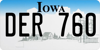 IA license plate DER760