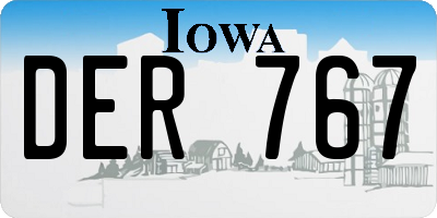 IA license plate DER767