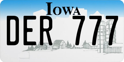 IA license plate DER777