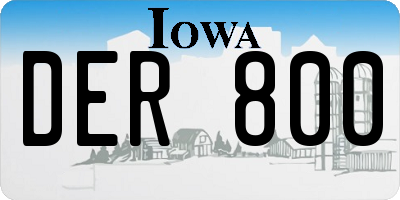 IA license plate DER800