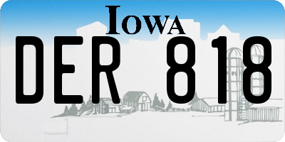 IA license plate DER818
