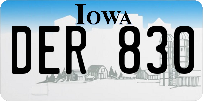 IA license plate DER830