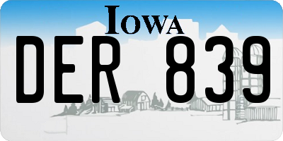 IA license plate DER839