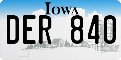 IA license plate DER840