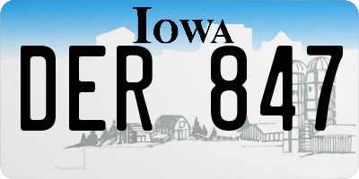 IA license plate DER847
