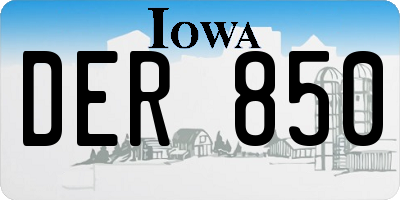 IA license plate DER850