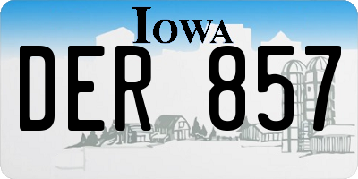 IA license plate DER857