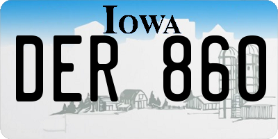 IA license plate DER860
