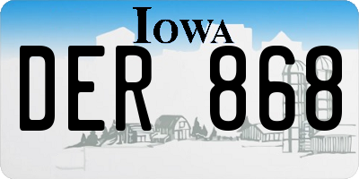 IA license plate DER868