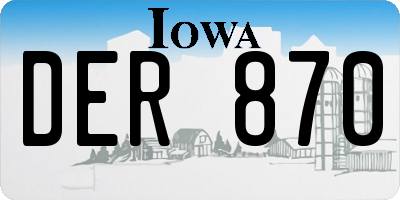 IA license plate DER870