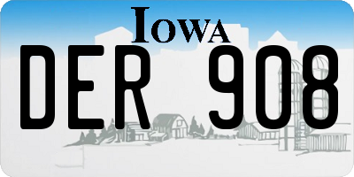 IA license plate DER908