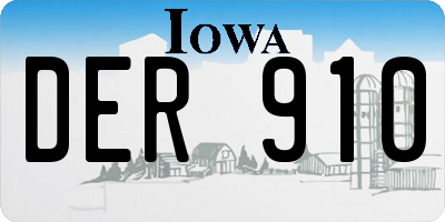 IA license plate DER910