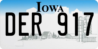 IA license plate DER917