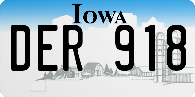 IA license plate DER918