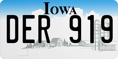IA license plate DER919