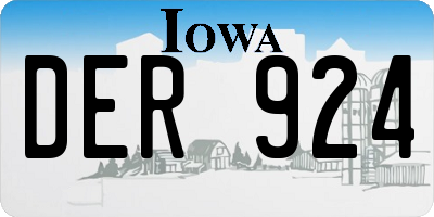 IA license plate DER924