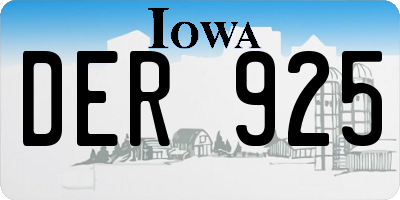 IA license plate DER925