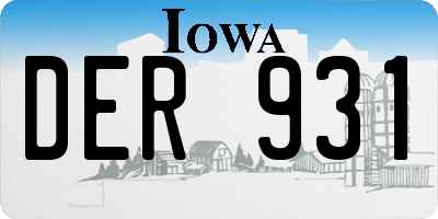 IA license plate DER931
