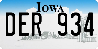 IA license plate DER934