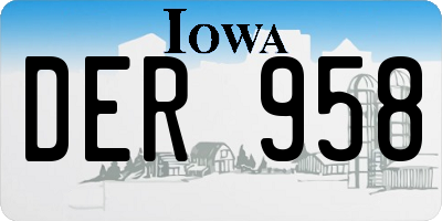 IA license plate DER958