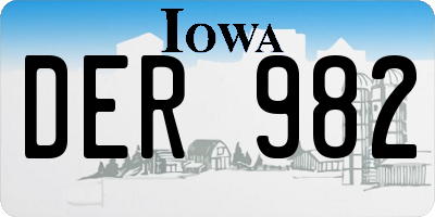 IA license plate DER982