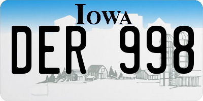 IA license plate DER998