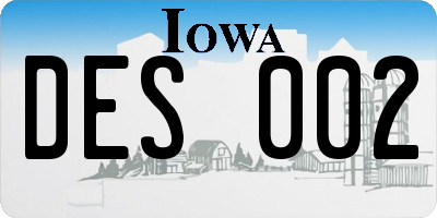 IA license plate DES002
