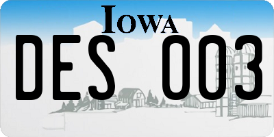 IA license plate DES003