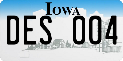 IA license plate DES004