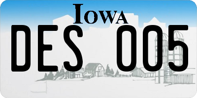 IA license plate DES005