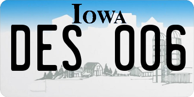 IA license plate DES006