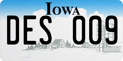 IA license plate DES009